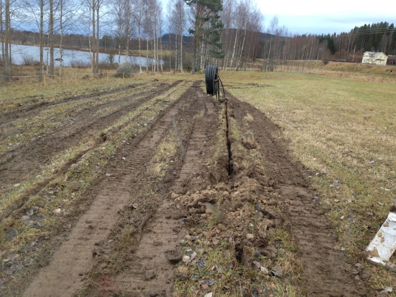 Plöjning av jordvärme till villa.